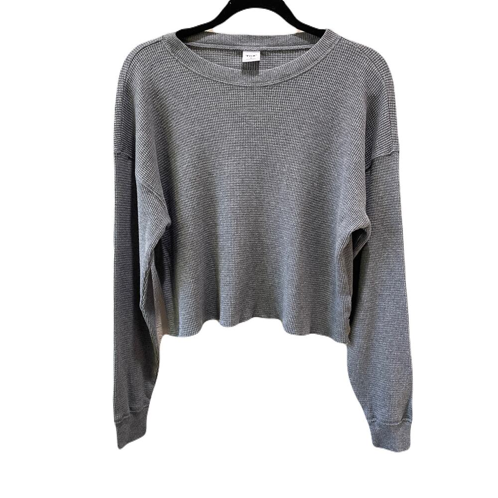 TNA Aritzia Thermal Waffle Long Sleeve Crop Shirt Womens Size Medium